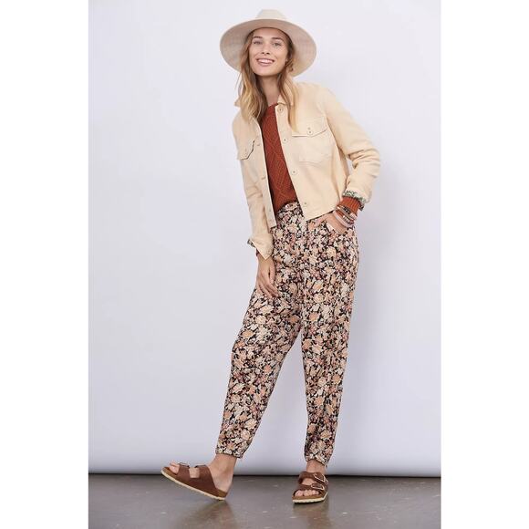 Anthropologie Diandra Floral Print High Rise Pleated Jogger Pants Size 10 - Picture 1 of 14